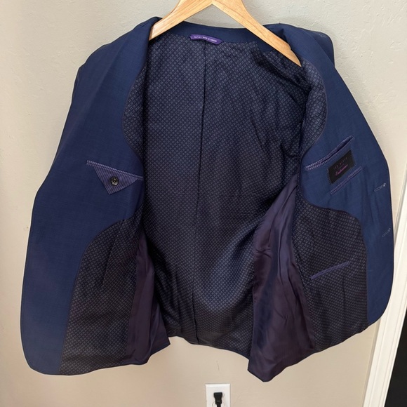 TED BAKER Endurance Jay Modern Fit Wool Blazer Blue 2 Button Size 40 Short - Picture 9 of 15